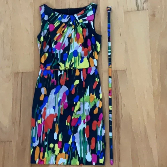 David Meister Dresses | David Meister Black Floral Origami Sheath Cocktail Dress Size 0 | Color: Black | Size: 0 | Af1234567'S Closet